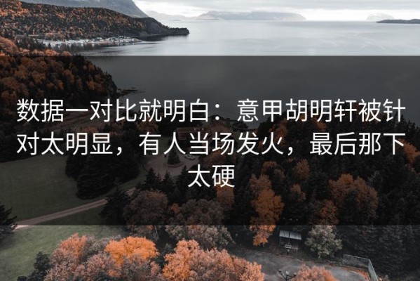 数据一对比就明白：意甲胡明轩被针对太明显，有人当场发火，最后那下太硬