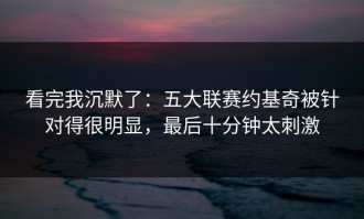 看完我沉默了：五大联赛约基奇被针对得很明显，最后十分钟太刺激