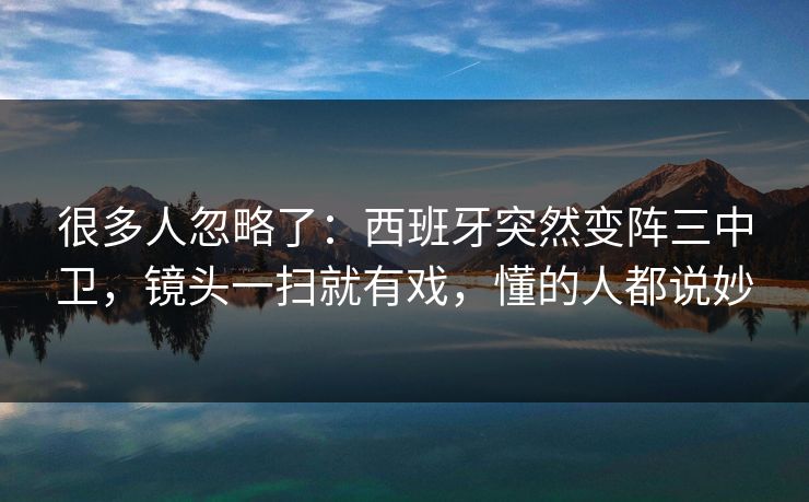 很多人忽略了：西班牙突然变阵三中卫，镜头一扫就有戏，懂的人都说妙