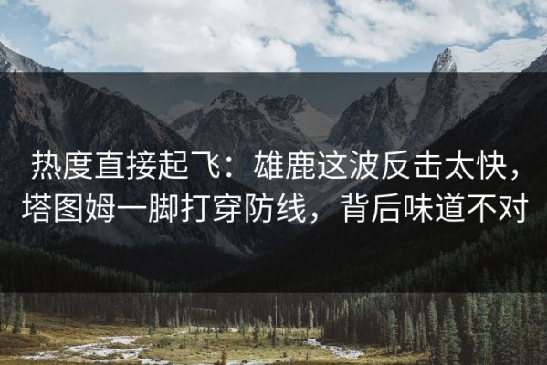 热度直接起飞：雄鹿这波反击太快，塔图姆一脚打穿防线，背后味道不对