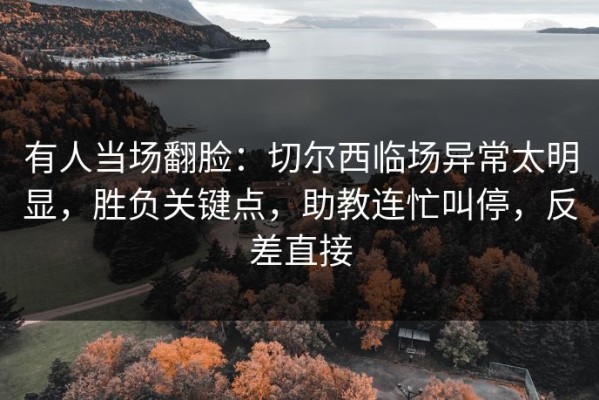 有人当场翻脸：切尔西临场异常太明显，胜负关键点，助教连忙叫停，反差直接