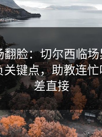 有人当场翻脸：切尔西临场异常太明显，胜负关键点，助教连忙叫停，反差直接