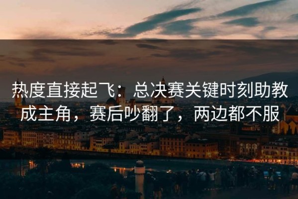 热度直接起飞：总决赛关键时刻助教成主角，赛后吵翻了，两边都不服