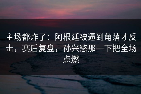 主场都炸了：阿根廷被逼到角落才反击，赛后复盘，孙兴慜那一下把全场点燃