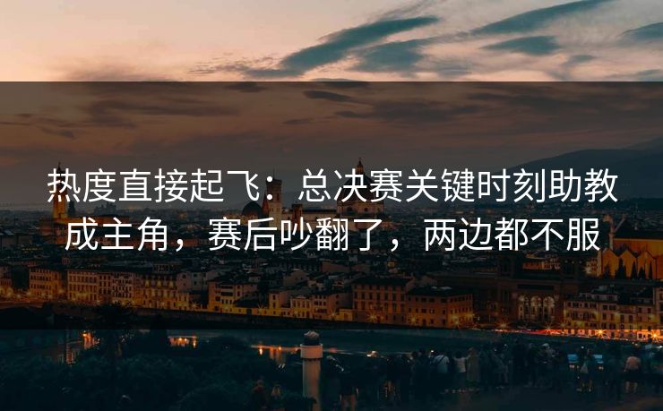 热度直接起飞：总决赛关键时刻助教成主角，赛后吵翻了，两边都不服