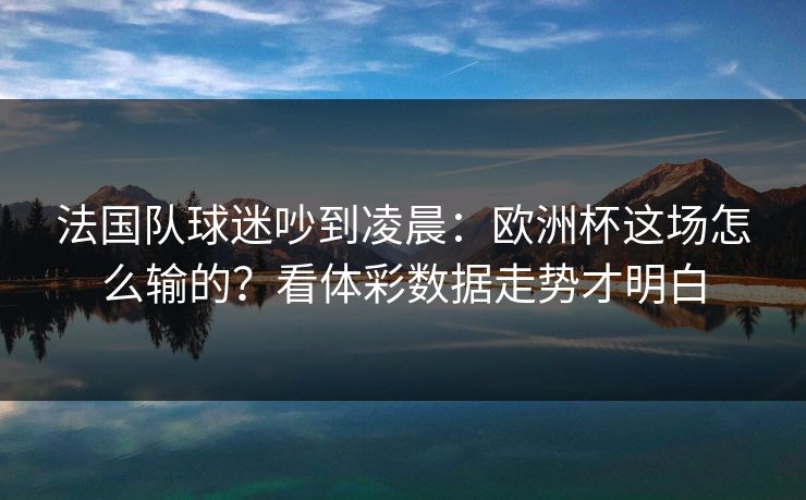 法国队球迷吵到凌晨：欧洲杯这场怎么输的？看体彩数据走势才明白