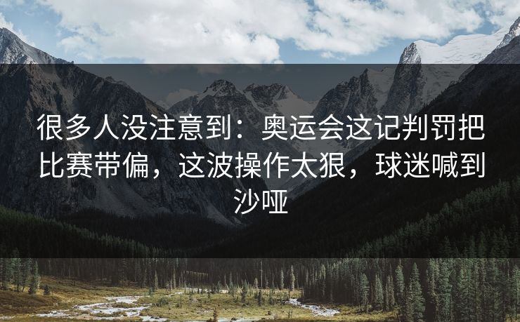 很多人没注意到：奥运会这记判罚把比赛带偏，这波操作太狠，球迷喊到沙哑