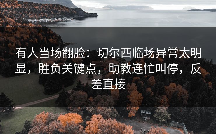 有人当场翻脸：切尔西临场异常太明显，胜负关键点，助教连忙叫停，反差直接