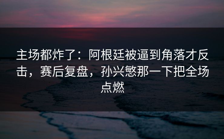 主场都炸了：阿根廷被逼到角落才反击，赛后复盘，孙兴慜那一下把全场点燃