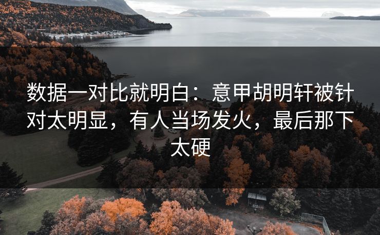 数据一对比就明白：意甲胡明轩被针对太明显，有人当场发火，最后那下太硬